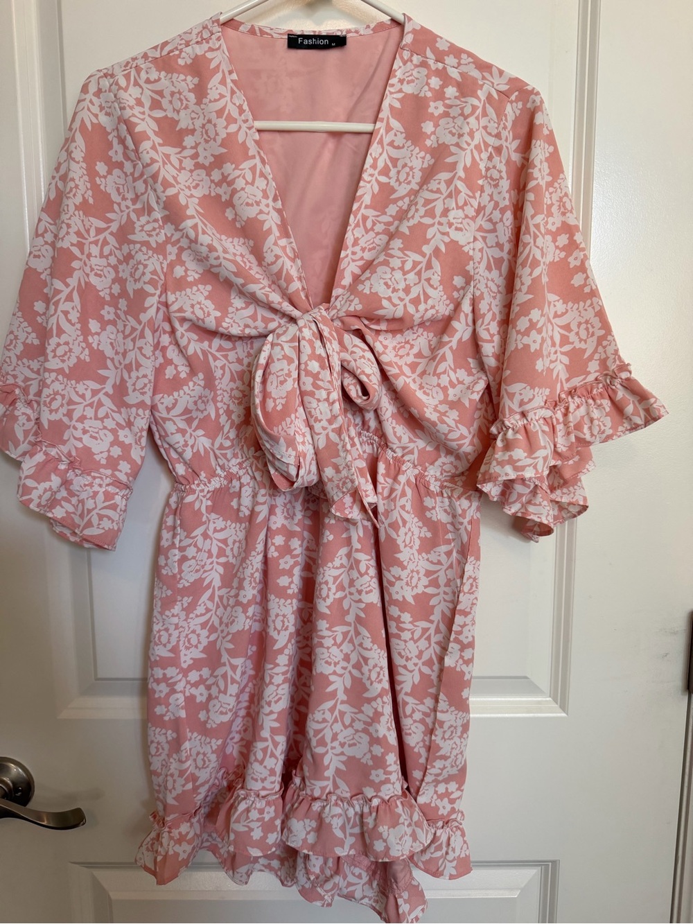 Pink Floral Tie-Front Romper